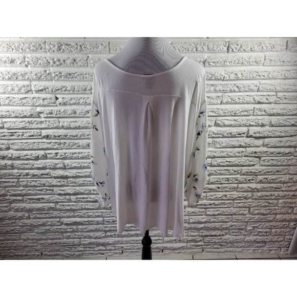 Rue Plus Womens Top 3X Plus Roll Tab Sleeve Faux Pockets Quarter Zip FLO388E - Picture 4 of 6